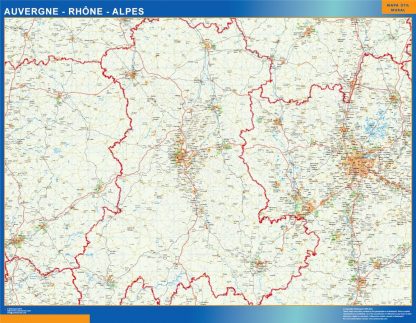 Carte Auvergne Rhone Alpes plastifiée