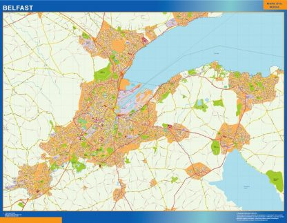 Carte Belfast plastifiée