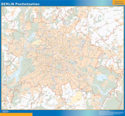 Carte Berlin codes postaux plastifiée