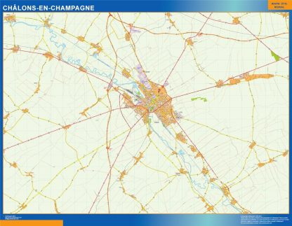 Carte Chalons En Champagne plastifiée