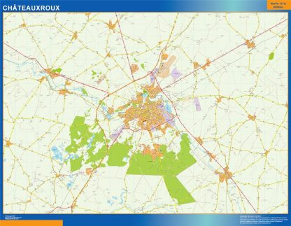 Carte Chateauxroux plastifiée