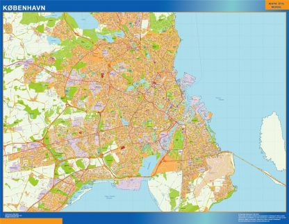 Carte Copenhague plastifiée