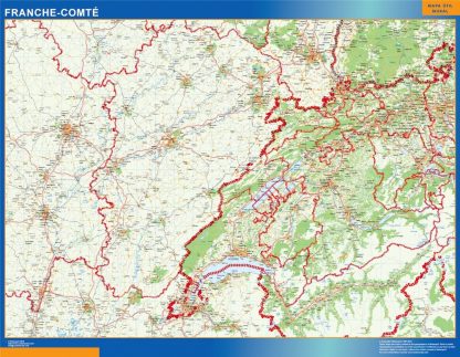 Carte Franche Comte plastifiée