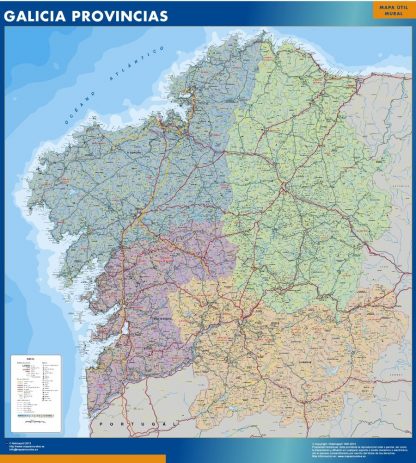 Carte Galice provinces plastifiée