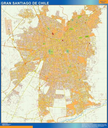 Carte Gran Santiago de Chile plastifiée Chili