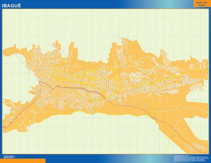 Carte Ibague plastifiée Colombie