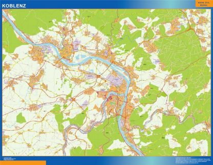 Carte Koblenz plastifiée