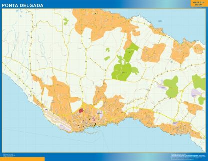 Carte Ponta Delgada plastifiée