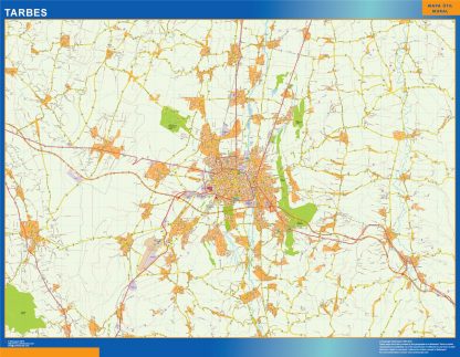 Carte Tarbes plastifiée