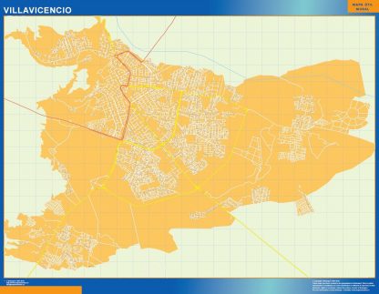 Carte Villavicencio plastifiée Colombie