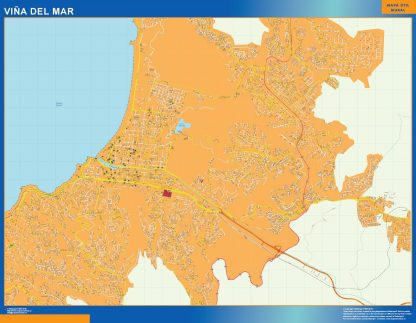 Carte Viña del Mar plastifiée Chili