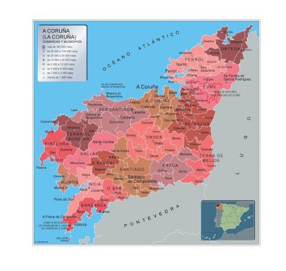 Carte communes province A Coruna plastifiée