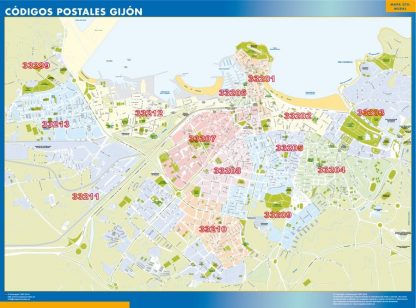 Carte plastifiée Gijon codes postaux