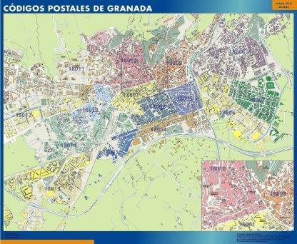 Carte plastifiée Granada codes postaux