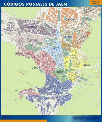 Carte plastifiée Jaen codes postaux