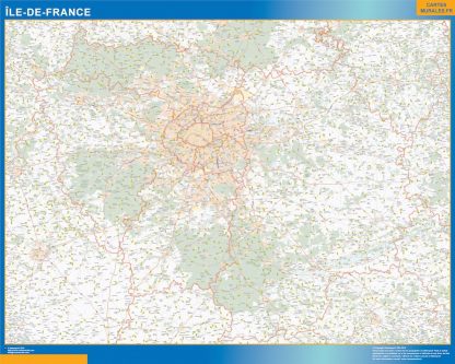 Carte plastifiée Région Ile de France