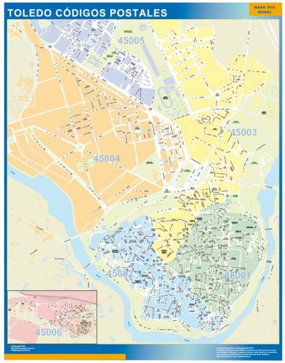 Carte plastifiée Toledo codes postaux