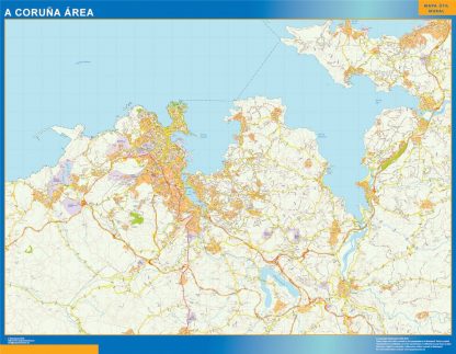 Carte routière A Coruna région plastifiée