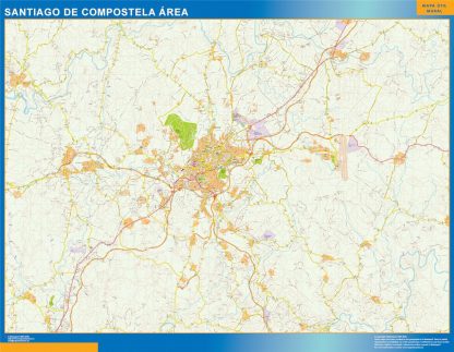 Carte routière Santiago Compostela région plastifiée