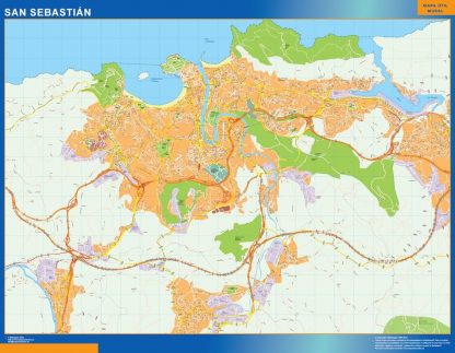 Plan des rues San Sebastian plastifiée